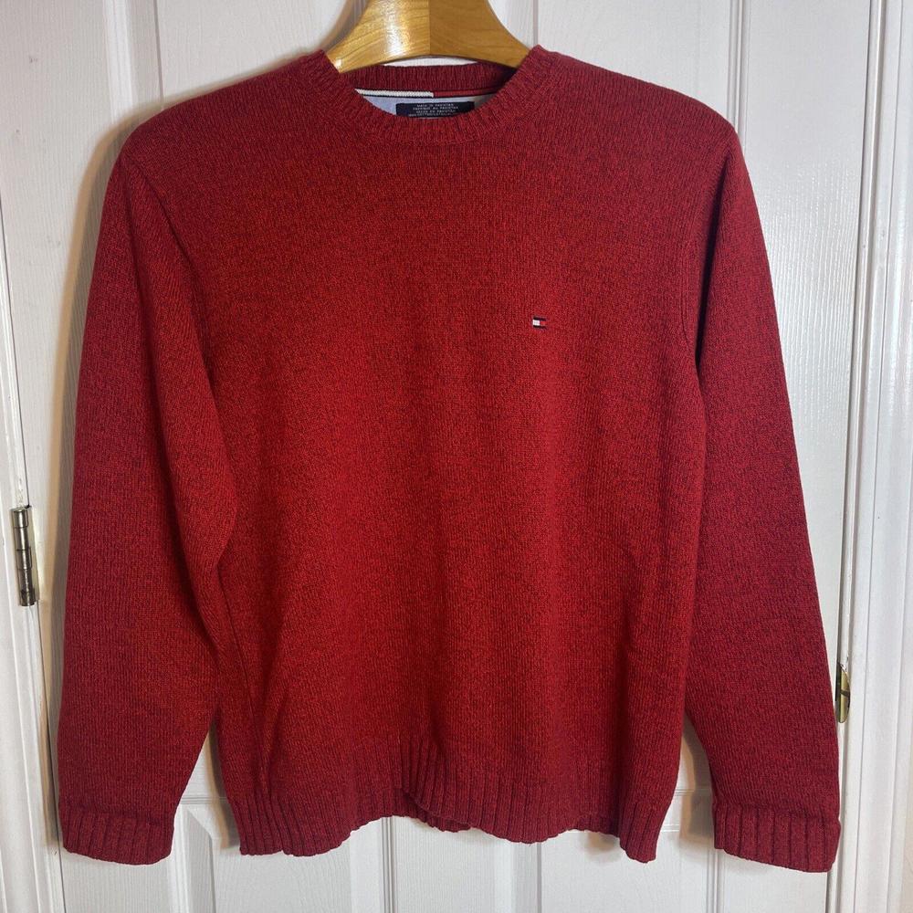 Tommy Hilfiger Red Cotton Sweater Jumper Mens Size Large EUC